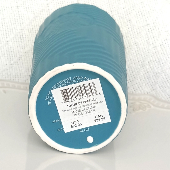 Starbucks Winter 2024 Geometric Blue Ceramic Tumbler 12 oz - Picture 10 of 10